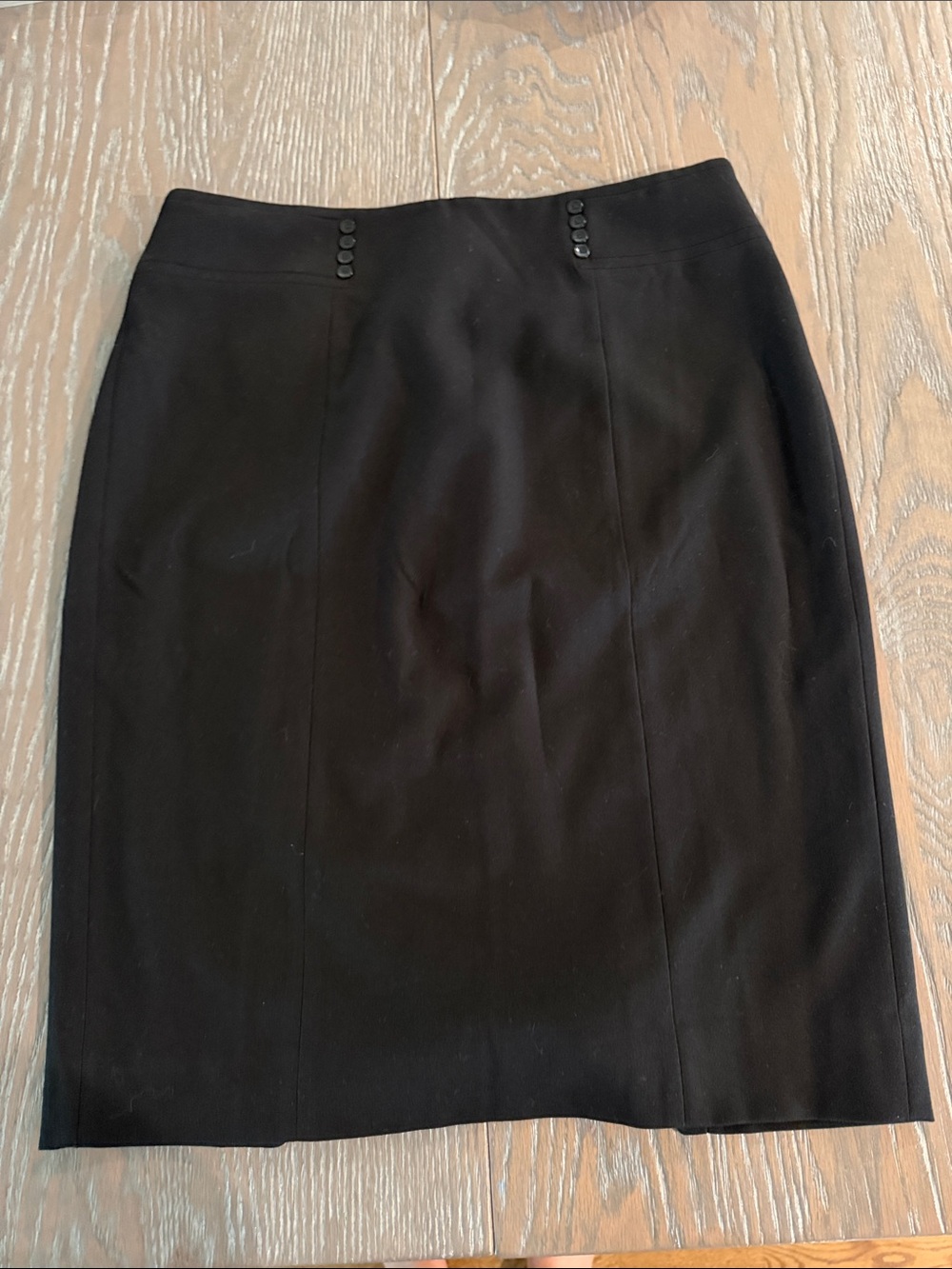 White House Black Market Black Pencil Skirt with Decorative Buttons sz12